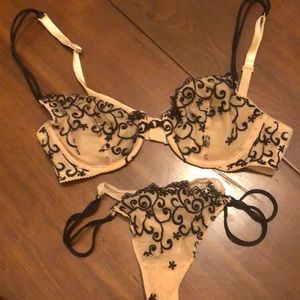 Victoria Secret bra and panty set tan and black